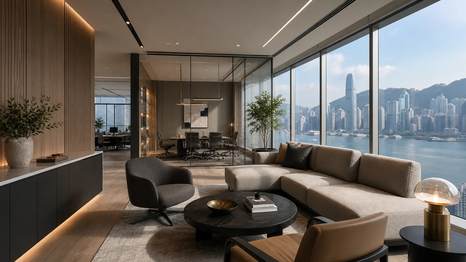 Premium Hong Kong office interior showing MJPM workplace design and fit out expertise