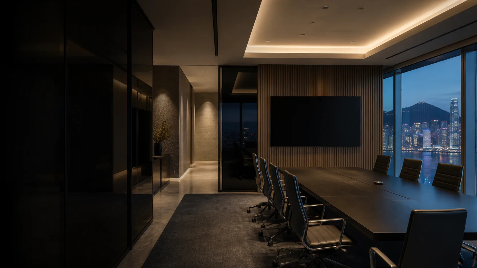 Connected Hong Kong workplace with integrated meeting technology and contemporary office design