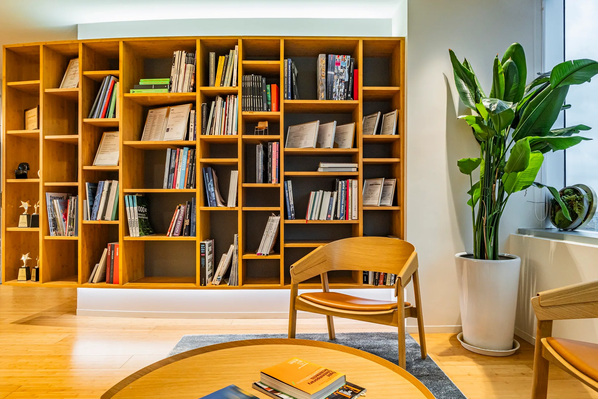 MJPM studio library, material references and meeting area